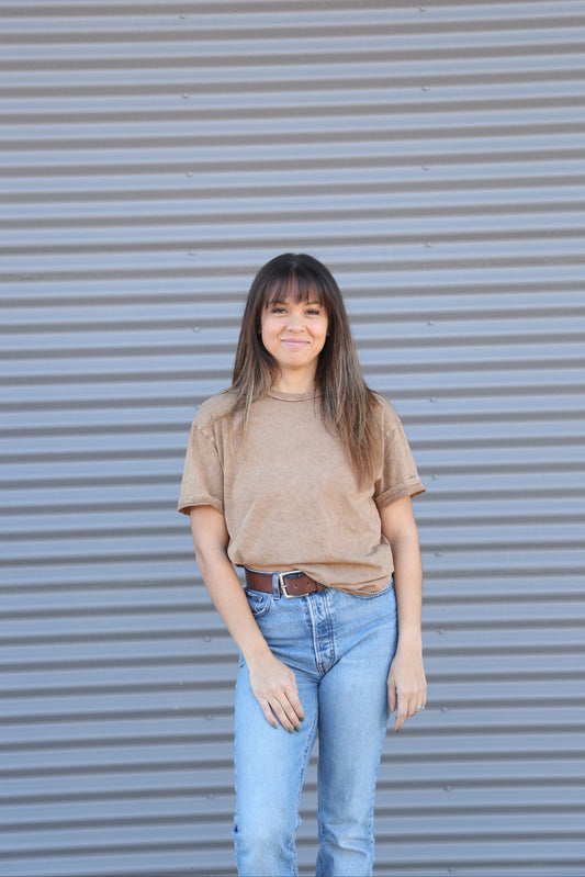 Basic Blank Mineral Washed Tee – Toast