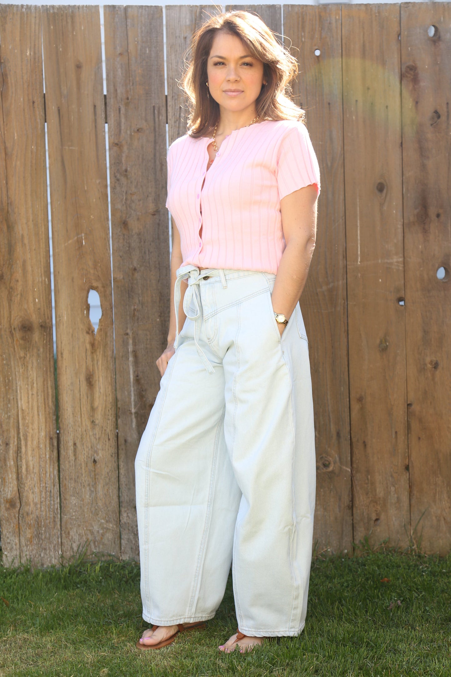 Ribbed Buttoned Top