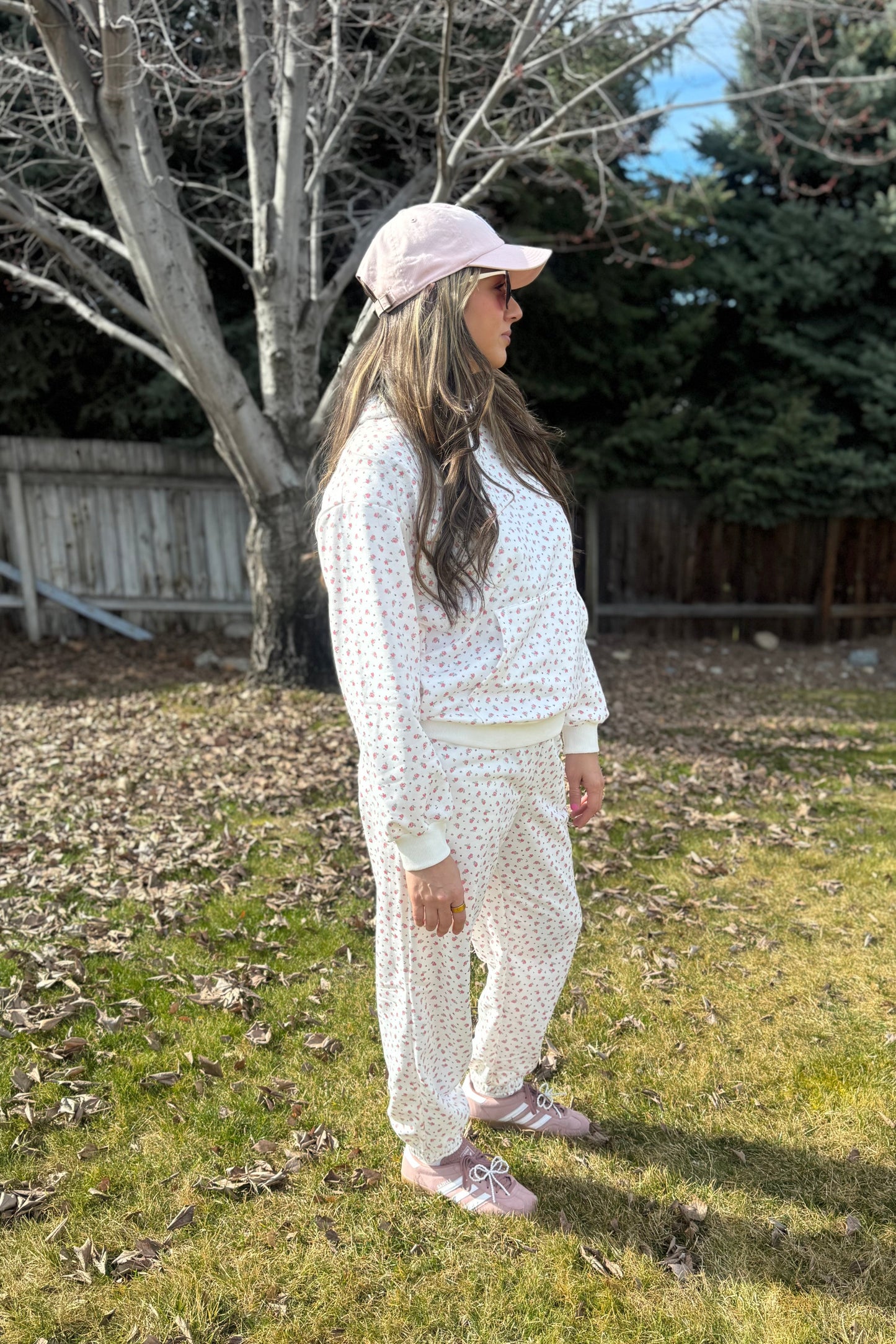 Floral Hoodie & Sweatpants Two-Piece Set