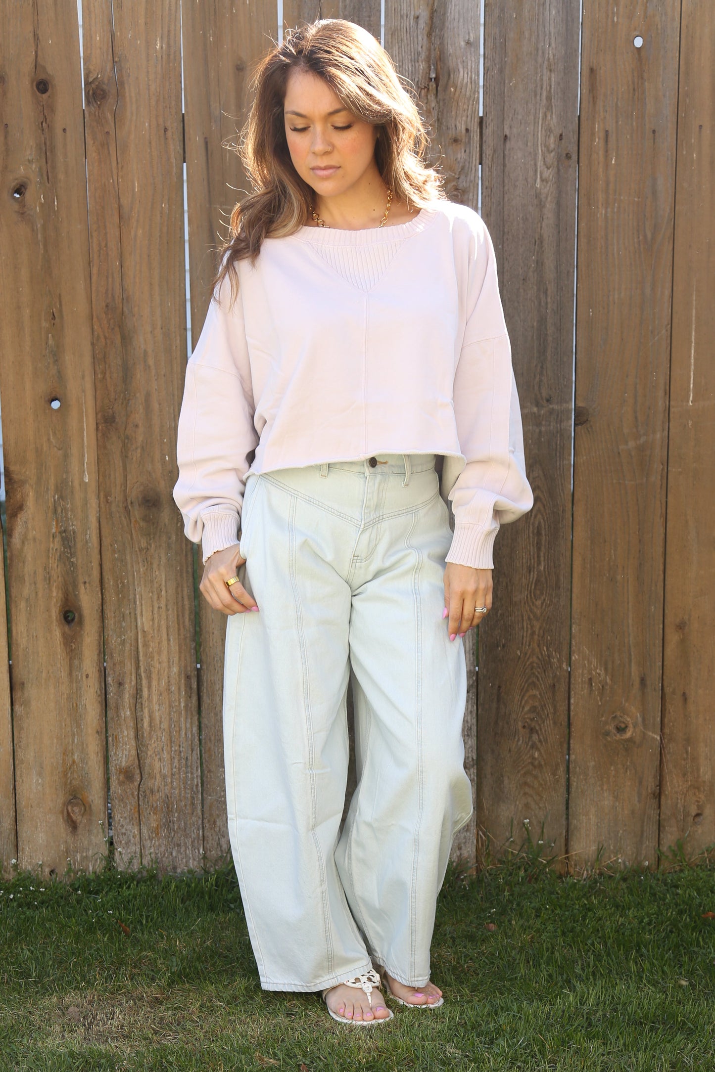 Garment Dye Cropped Sweatshirt