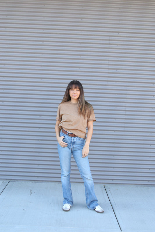 Basic Blank Mineral Washed Tee – Toast