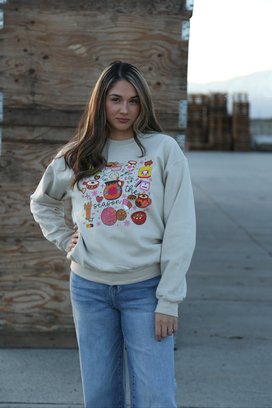 Tis The Season – Sand Fleece Crewneck