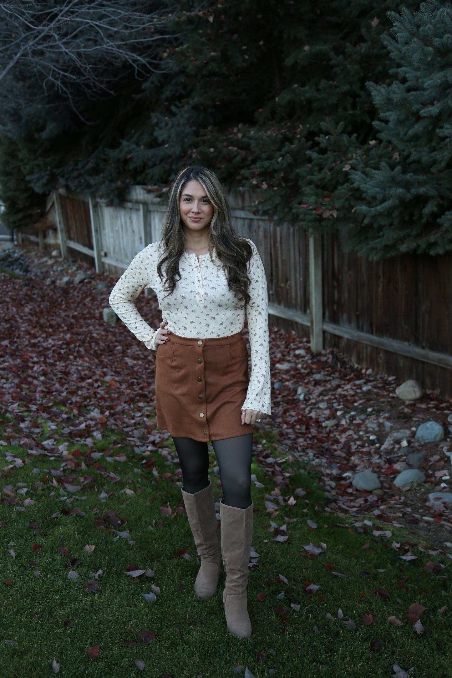 Ditsy Print Pointelle Knit Bell Sleeve Bodysuit