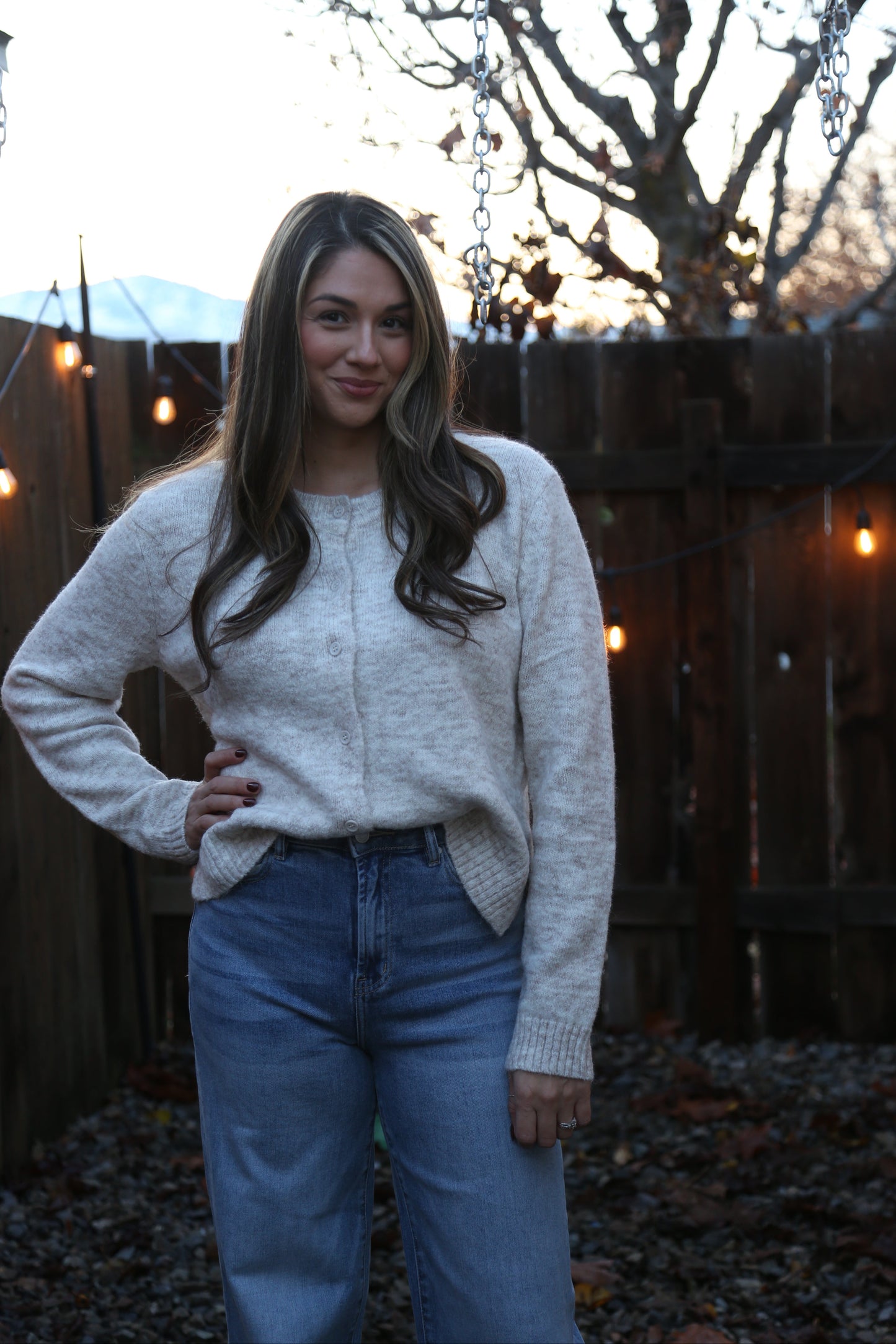 Wool Blend Melange Cropped Cardigan