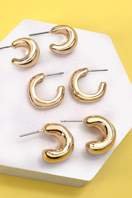 Bubbly Mini Huggie Hoop Trio